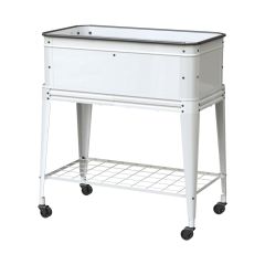 Elevated Tub Planter With Wheels-White