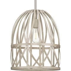 Chastain 14" Bleached Oak Basket Pendant