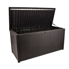 Wooden Style Black Outdoor Garden Storage Box-113 Gallon