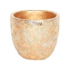 5.25" Gold Pot With Leaf