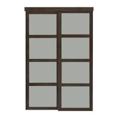 60" x 80" Fusion Plus Walnut Frosted Glass Closet Door