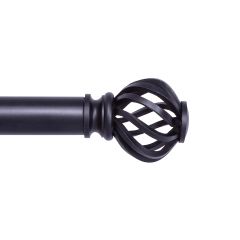 1" 30-84" Cage Black Adjustable Curtain Rod