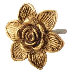 Golden Rose Flower Metal Cabinet Knob