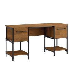 Iron City 2 Pedestal Desk Checked Oak