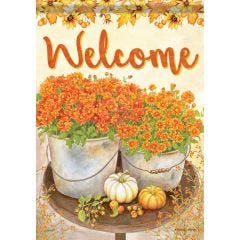 Mums And Pumpkins Garden Flag