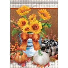 Sunflowers And Gingham Garden Flag