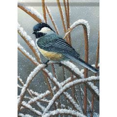 Snowy Chickadee Garden Flag