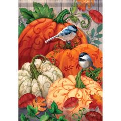 Scrollwork Pumpkins Garden Flag