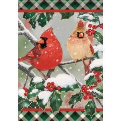 Cardinals In Holly Large Flag
