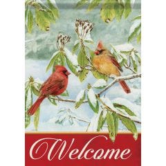 Cardinals In Snow Large Flag