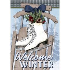 Skates For Winter Large Flag