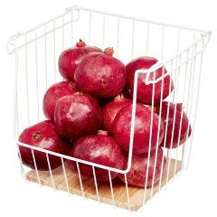 Wire & Paulownia Wood Open Front Bin-12 x 12 x 12