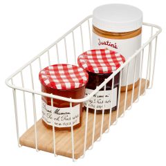 Wire & Paulownia Wood Pantry Bin-14 x 6 x 5