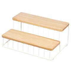 Wire & Paulownia Wood 2-Tier Can Organizer