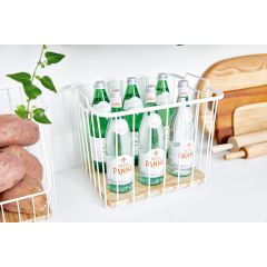Wire & Paulownia Wood Large Basket-14.25 x 12.5 x 12