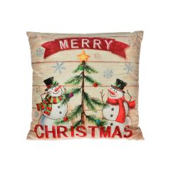 16" LED Merry Xmas Snowman Pillow