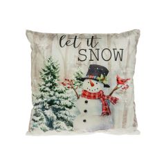 16" LED Snowman/Let It Snow Pillow