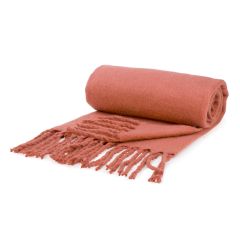 50" x 62" Burnt Orange Throw With Fringe