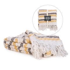 48" x 68" Brown And Yellow Textured Throw