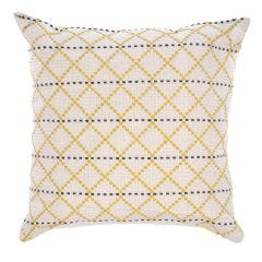 17" x 17" Black And Yellow Diamond Pattern Cushion