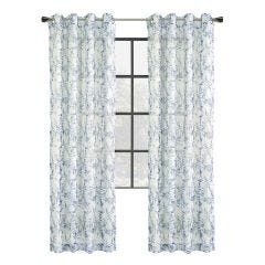 52" x 84" Jenny Sheer Botanical Print Grommet-Indigo