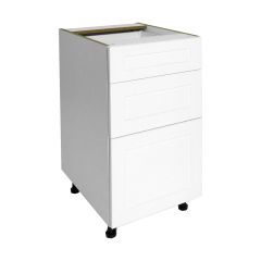 18" White Shaker Thermafoil 3 Drawer Base Cabinet
