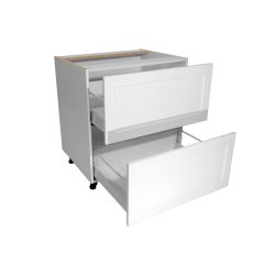 30" White Thermafoil 2 Large Drawer Shaker Base Cabinet