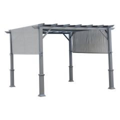 Pergola with Adjustable Grey Sunshade-11'x11'