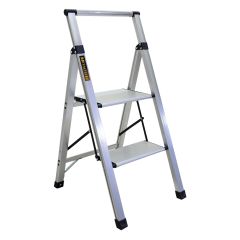Metaltech 2-Step Ultra-Flat Aluminum Step Stool Type 1