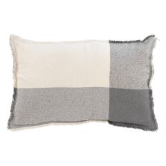 Grey Rectangular 16" x 24" Patchwork Cushion