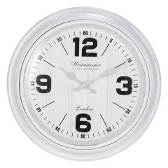 White Trim Wall Clock With Black Numbers