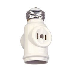2 Outlet Keyless White Socket Adapter 125V