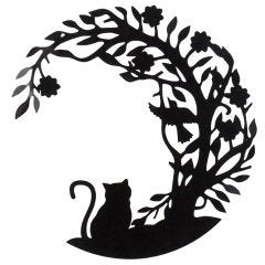 24" Cat Metal Black Décor