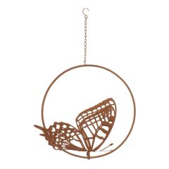 27" Butterfly Hanging Metal Rust