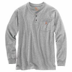 Loose Fit Long Sleeve Henley T Shirt Heather Gray-Medium