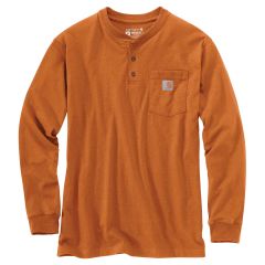 Loose Fit Long Sleeve Henley T Shirt Marmalade-Medium