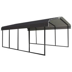 Galvanized Steel Carport 12'x 20'x7'-Black/Charcoal