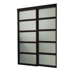 Sliding Bali Frosted Laminated Black Frame 48'' x 80-1/2''