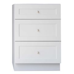 24" Classic White 3 Drawer Laundry Base Cabinet