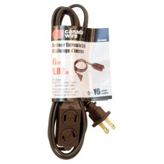 3 Outlet Indoor Extension Cord-Brown 1.82M
