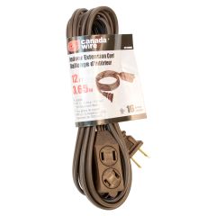 3 Outlet Indoor Extension Cord-Brown 3.65M