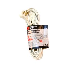 3 Outlet Plug Indoor Extension Cord-White 3.65M