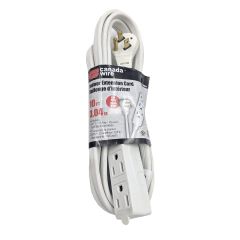 3 Outlet Angled Plug Indoor Extension Cord 16/3 3.04M