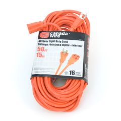 16/3 Indoor/Outdoor Orange Extension Cord 15.24M