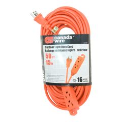 3 Outlet 16/3 Outdoor Orange Extension Cord 15.24M
