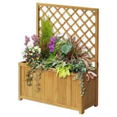 Wooden Trellis Box Planter With Liner