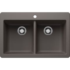 Dohna 210 Double Bowl Drop In Sink-Volcano Gray