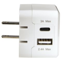 Wall Charger With 1 USB-A And 1 USB-C 3.4A Total