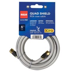 6' RG6 Quad Shield Coax Cable-Grey