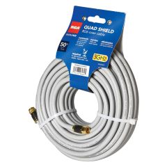 50' RG6 Quad Shield Coax Cable-Grey